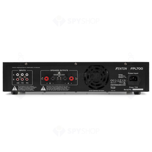 Amplificator digital profesional Fenton FPL700 172.087, USB/SD, Bluetooth, MP3, 2x350W, 4-8 ohm
