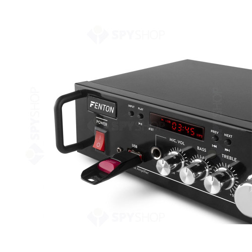 Amplificator karaoke cu acumulator Fenton AV344 103.120, USB, Bluetooth, 2x25W, 7.4V/1800mAh