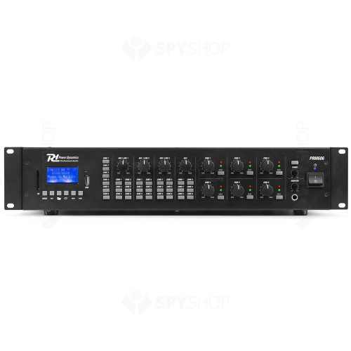 Amplificator matrix cu 6 zone Power Dynamics PRM606 952.161, USB/SD, Bluetooth, MP3, 6x60W RMS, 100V/4ohm/8ohm