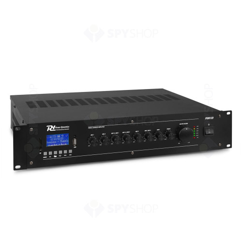 Amplificator mixer cu 6 canale Power Dynamics PRM120 952.152, USB/SD, Bluetooth, MP3, 120W RMS, 100V/8 ohm
