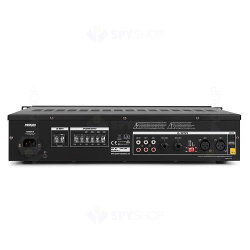 Amplificator mixer cu 6 canale si 4 zone Power Dynamics PRM240 952.154, USB/SD, Bluetooth, 240W RMS, 100V/8ohm