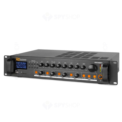 Amplificator mixer pe 4 zone Power Dynamics PDV240 952.071, USB/SD, Bluetooth, MP3, 240W RMS, 100V/8ohm