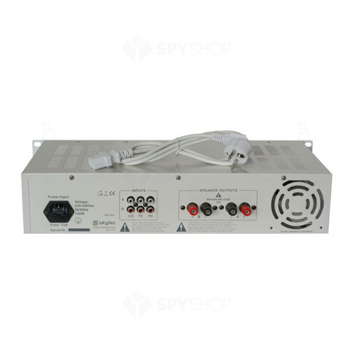 Amplificator profesional cu 2 iesiri Skytec SPL700MP3 178.777, USB/SD, radio FM, 2x350W