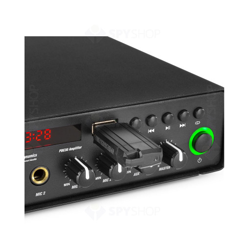 Amplificator profesional Power Dynamics PDC30 952.044, USB/SD, Bluetooth, MP3, 30W RMS, 8 ohm