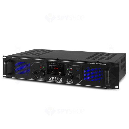 Amplificator profesional Skytec SPL300MP3 178.764, USB/SD, 2x150W RMS, 4 ohm