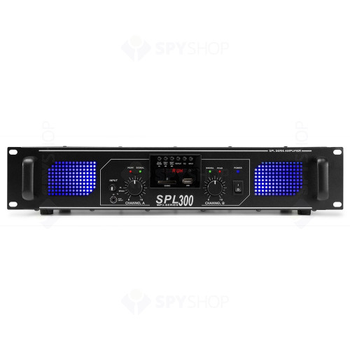 Amplificator profesional Skytec SPL300MP3 178.764, USB/SD, 2x150W RMS, 4 ohm