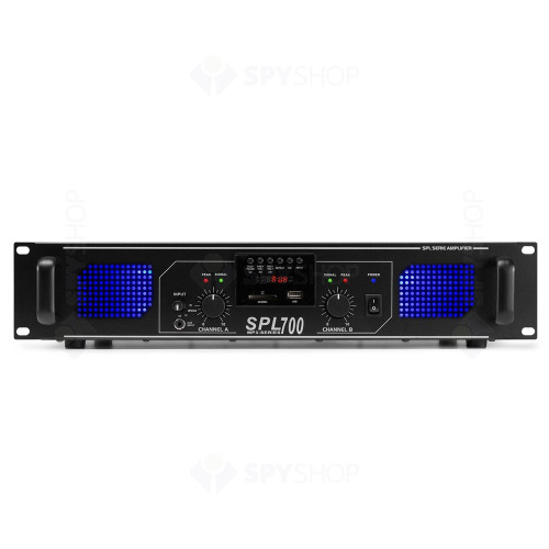 Amplificator profesional Skytec SPL700MP3 178.769, USB/SD, 2x350W RMS, 4 ohm