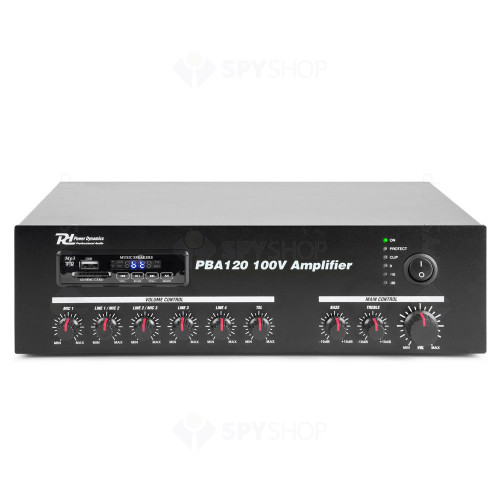 Amplificator sonorizari linie Power Dynamics PBA120 952.096, USB/SD, Bluetooth, MP3, 120W RMS, 100V/8ohm