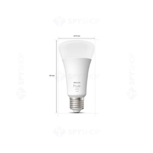 Bec LED inteligent Philips Hue, Bluetooth, E27, 15.5W, 1600 lm, lumina calda 2700K