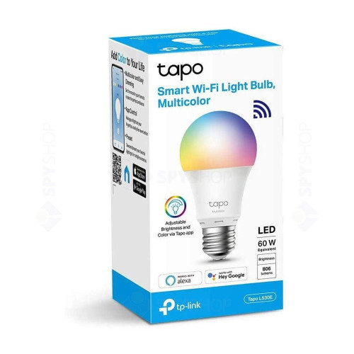 Bec LED smart +  WiFi TP-Link TAPO L530E(2-PACK), 2.4 GHz, 806 lumeni, 60 W