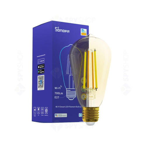 Bec smart WiFi Sonoff B02-F-ST64, 7 W, 700 Lm, E27, 2.4 GHz
