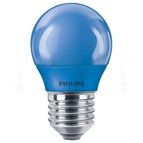 Bec LED Philips Colored Blue P45, E27, 25W, lumina albastra