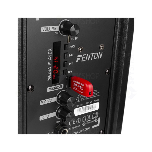 Boxa portabila cu acumulator si microfon Fenton FT8LED-MK2 170.018, Bluetooth/USB/SD, 8 inch, 300W