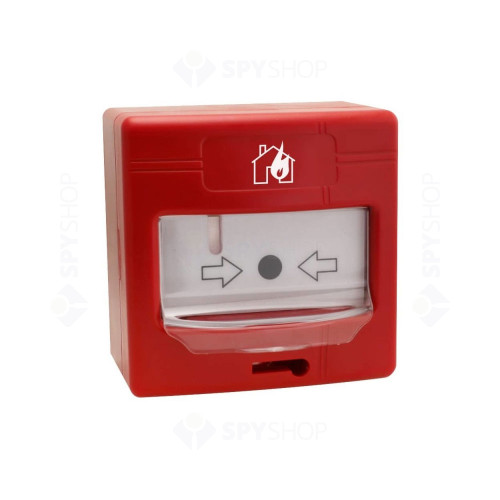 Buton de incendiu analog-adresabil de interior Global Fire GFE-MCPE-A, LED, aparent/ingropat, izolator bucla