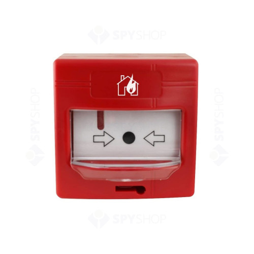 Buton de incendiu analog-adresabil de interior Global Fire GFE-MCPE-A, LED, aparent/ingropat, izolator bucla