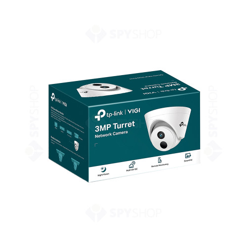 Camera de supraveghere IP Dome TP-Link VIGI C400HP-2.8, 3 MP, 30 FPS, 2.8 mm, IR 30m, PoE, interior