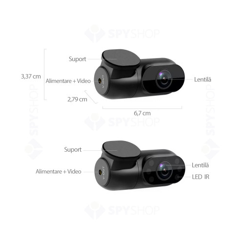 Camera auto tripla Viofo A139, 2K, WiFi, GPS Logger, 3 camere, microfon, slot card