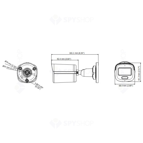 Camera supraveghere exterior Hikvision ColorVu DS-2CE10DF8T-FSLN, 2 MP, lumina alba 20 m, 2.8 mm, microfon