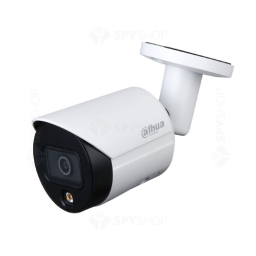 Camera supraveghere exterior IP Dahua Full Color IPC-HFW2439S-SA-LED-0280B-S2, 4 MP, 2.8 mm, lumina alba, slot card, microfon, PoE