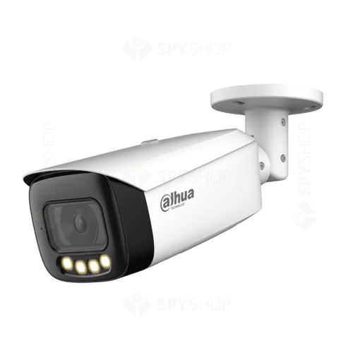 Camera supraveghere exterior IP Dahua Full Color WizMind IPC-HFW5849T1-ASE-LED-0360B, 8 MP, lumina alba 60 m, 3.6 mm, functii smart, microfon, slot card, PoE