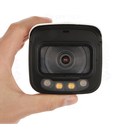 Camera supraveghere exterior IP cu lumina duala Dahua WizSense IPC-HFW2849T-AS-IL-0360B, 8 MP, 3.6 mm, IR 60 / lumina calda 50 m, microfon, slot card, PoE