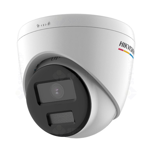 Camera supraveghere IP Dome Hikvision ColorVu DS-2CD1327G0-LUF, 2 MP, lumina alba 30 m, 2.8 mm, microfon, slot card, PoE