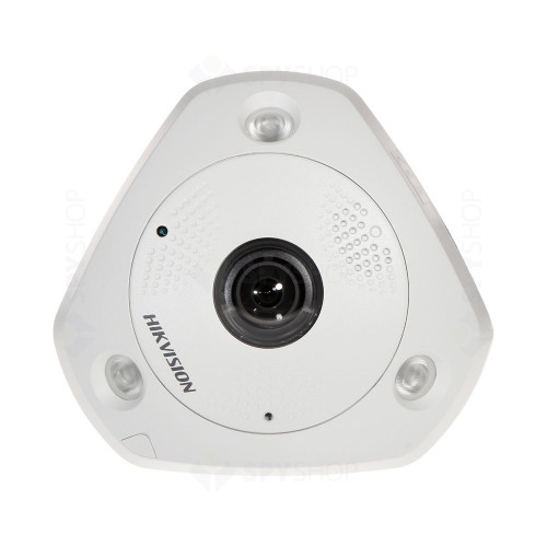 Camera supraveghere IP Dome Hikvision Fisheye DeepinView DS-2CD63C5G0-IVS, 12 MP, IR 15 m, 1.29 mm, microfon