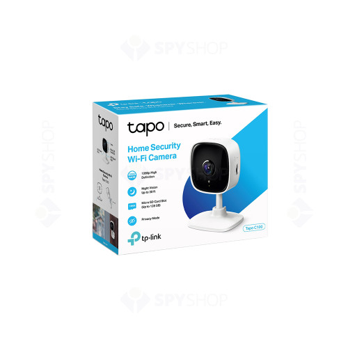 Camera supraveghere Wi-Fi TP-Link TAPO C100, F2.0, 3 mm, 2 MP, microfon/difuzor, slot card, interior