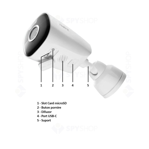 Camera supraveghere wireless Reolink Full Color Argus Series B340, 5MP, Lumina alba / IR 10m, microfon si difuzor, slot card, vizualizare de pe telefon