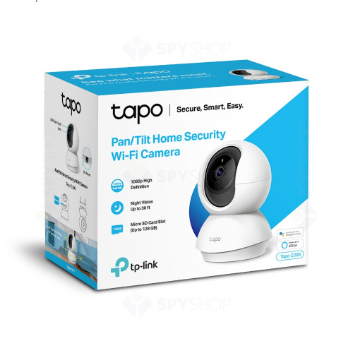 Camera supraveghere wireless WiFi TP-Link Tapo C200, 2MP, IR 9 m, 4 mm, microfon, slot card