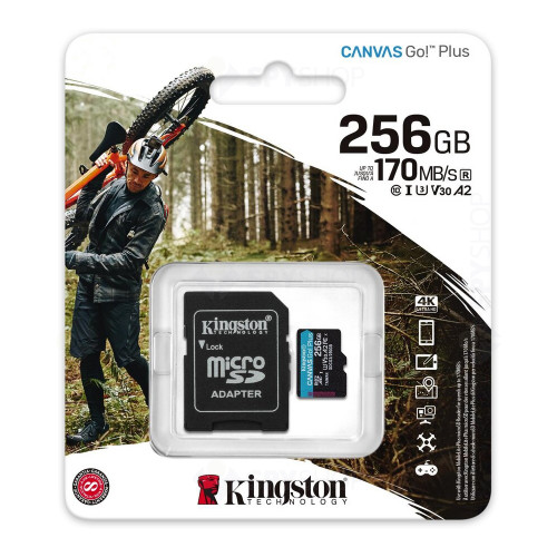 Card de memorie Kingston Canvas Go Plus MicroSDXC SDCG3/256GB, 256GB, clasa 10, A2, UHS-I
