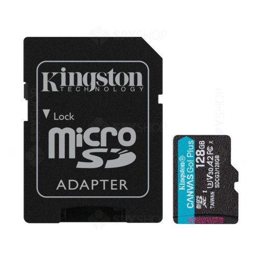Card de memorie Kingston Canvas GO Plus SDCG3/128GB, 128 GB, adaptor SD, clasa 10