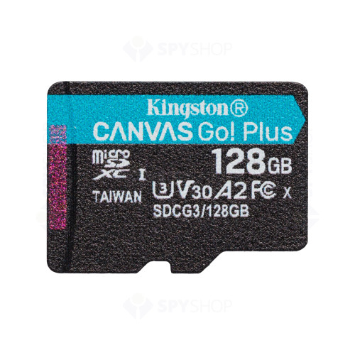 Card de memorie Kingston Canvas GO Plus SDCG3/128GB, 128 GB, adaptor SD, clasa 10