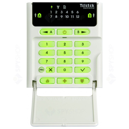 Centrala alarma antiefractie Teletek CA 62 cu tastatura LED62, 2 partitii, 12 zone, 20 utilizatori