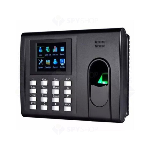 Controler de acces IP biometric ZKTeco TA-UA130ZLM-1, ecran 2.8 inch, parola, 500 amprente, 1.000 carduri, 50.000 evenimente