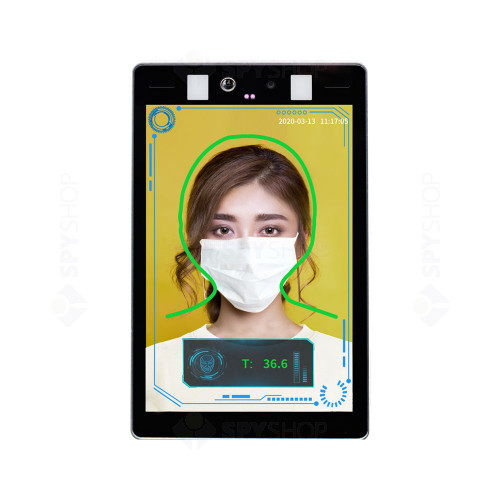Controler de acces facial pentru detectare temperatura si masca TS3080-AI, 2 MP, 8 inch, 1.8 mm, precizie 0.3 grade