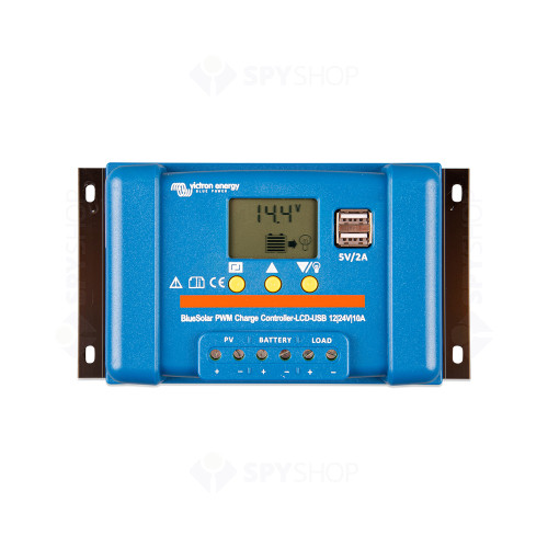 Controler pentru incarcare acumulatori sisteme fotovoltaice PWM Victron BlueSolar SCC010010050, 12/24 V, 10A, LCD, 2x USB