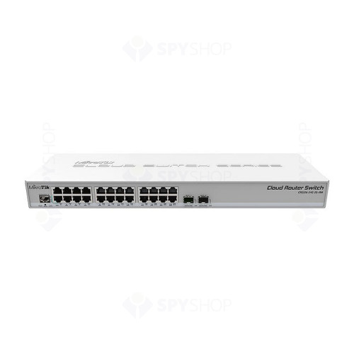Switch cu 24 porturi Gigabit MikroTik Cloud Router CRS326-24G-2S+RM, 2 porturi SFP+, dual boot, cu management, PoE pasiv