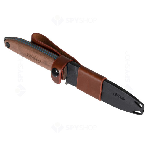 Cutit cu lama fixa Walther BWK 3 5.0828, maner din lemn de nuc, spearpoint, husa piele