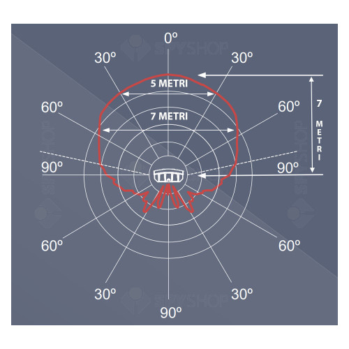 Detector de geam spart acustic si ultrasonic GSN PATROL-USR, 7 m, 170 grade, antimasking