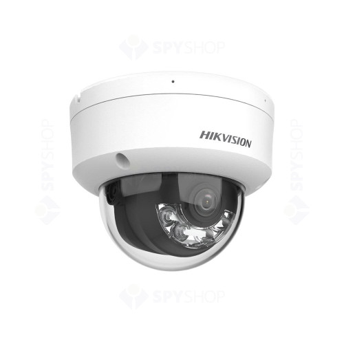 Camera supraveghere interior IP Dome Hikvision Hybrid Light DS-2CD1123G2-LIU, 2MP, 2.8 mm, IR/lumina alba 30 m, microfon, PoE