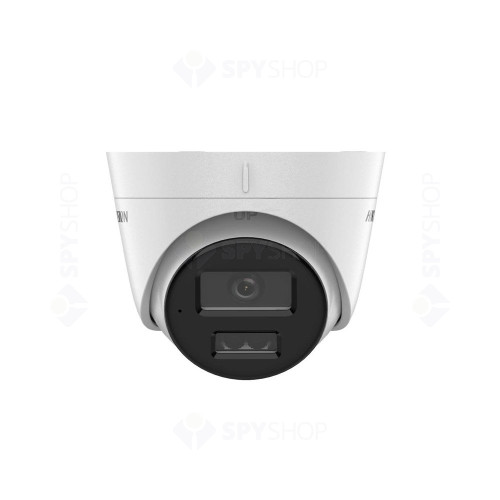 Camera supraveghere interior IP Dome Hikvision Hybrid Light DS-2CD1343G2-LIUF, 4MP, 2.8 mm, IR/lumina alba 30 m, slot card, microfon, PoE