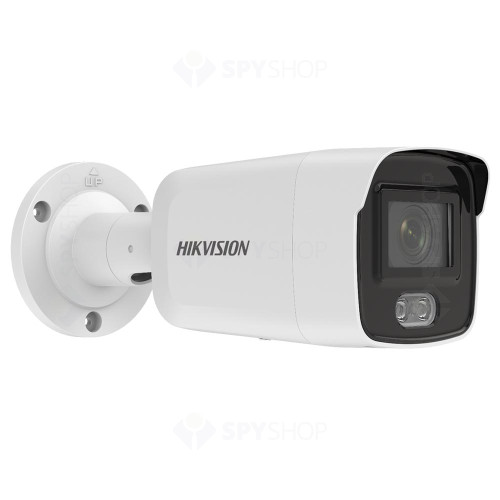 Camera supraveghere IP exterior Hikvision ColorVu DS-2CD2047G2-LU2C, 4 MP, lumina alba 40 m, 2.8 mm, microfon, slot card, PoE
