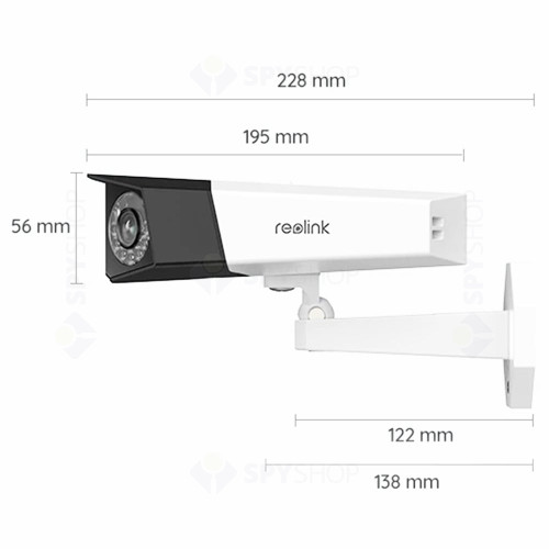 Camera supraveghere IP exterior Reolink Duo 2 PoE, 8MP, unghi vizual 180 grade, slot card, lumina alba/IR 30 m, detectie oameni/vehicule, microfon, difuzor