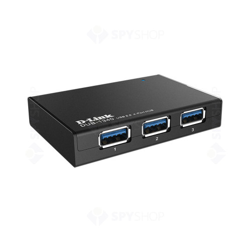 Hub D-Link DUB-1340, 4 porturi, USB 3.0, 5V, plug and play