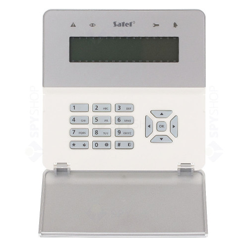 Tastatura LCD cu cititor de proximitate Satel INT-KLFR-SSW, 3 butoane functionale, extensie 2 zone programabile, buzzer