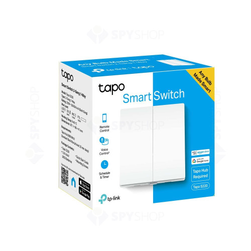 Intrerupator smart dublu TP-link TAPO S220, 868 MHz