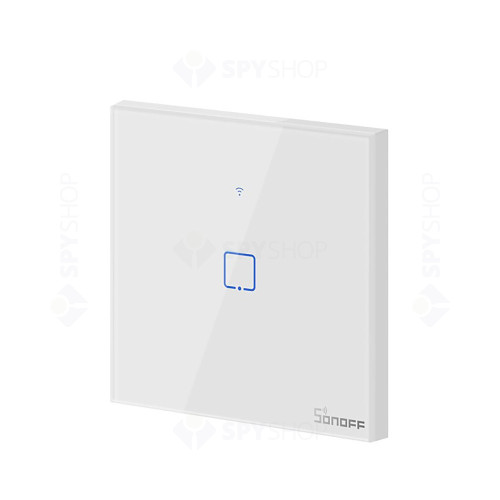Intrerupator touch smart simplu WiFi Sonoff TX T1EU1C, 2.4 GHz, 433 MHz, alb