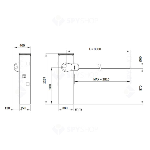 Kit bariera de acces auto Roger Technology BIONIK - BI/001PC, 3 m, 450 W, 230V AC