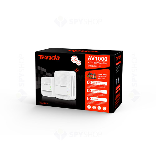 Kit Range extender WiFi Dualband PowerLine Tenda PH10KIT, 5GHz/2.4Ghz, 433Mbps/200Mbps